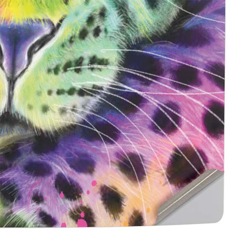 Neon Rainbow Cheetah with Rose by Sheena Pike PS5 Console Skin