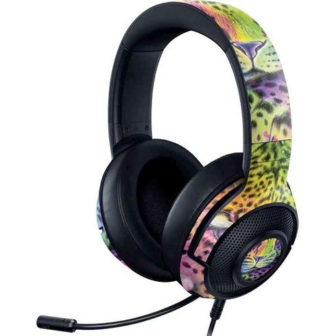 Neon Rainbow Cheetah with Rose by Sheena Pike Razer Kraken X Skin