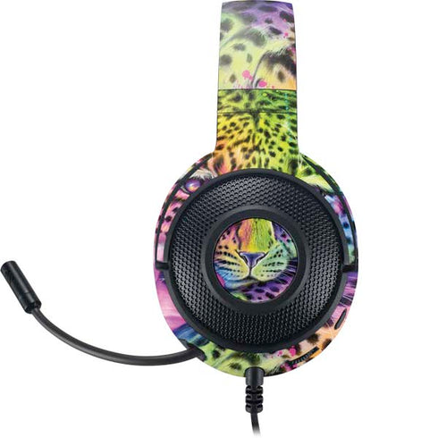 Neon Rainbow Cheetah with Rose by Sheena Pike Razer Kraken X Skin