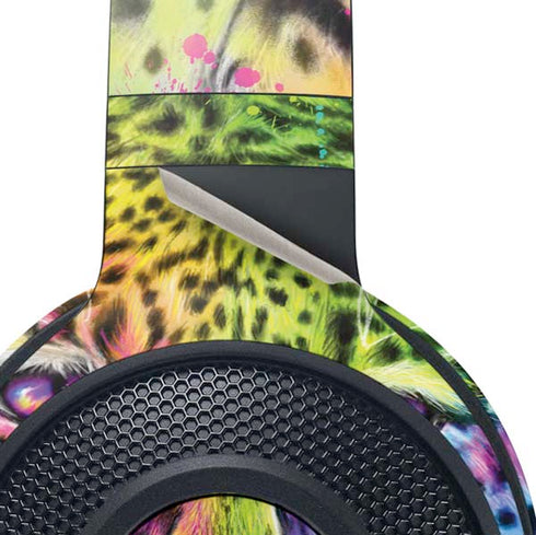 Neon Rainbow Cheetah with Rose by Sheena Pike Razer Kraken X Skin