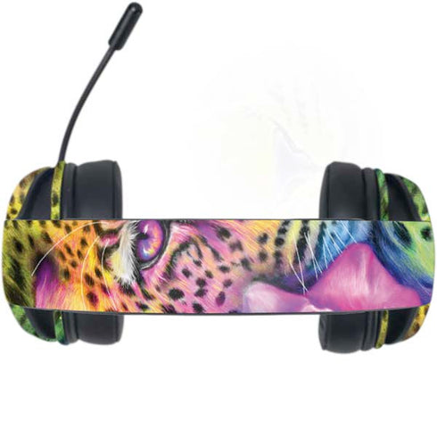Neon Rainbow Cheetah with Rose by Sheena Pike Razer Kraken X Skin