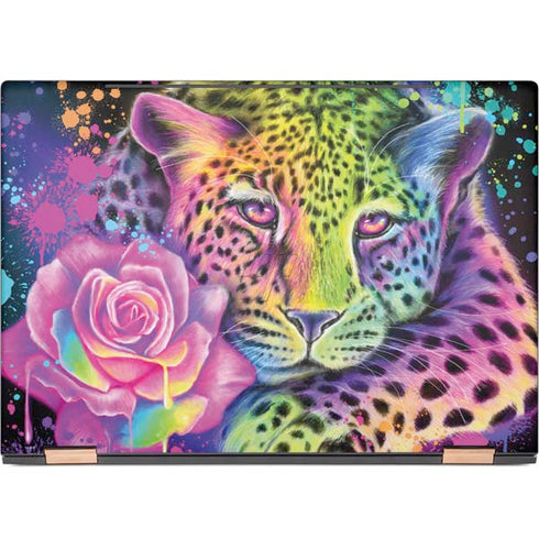 Neon Rainbow Cheetah with Rose by Sheena Pike HP Spectre Skin