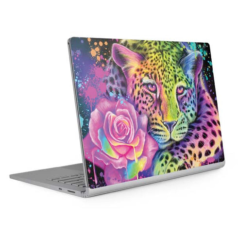 Neon Rainbow Cheetah with Rose by Sheena Pike Surface Book 2 15in Skin