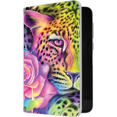 Neon Rainbow Cheetah with Rose by Sheena Pike Surface Duo Skin