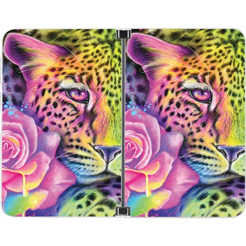 Neon Rainbow Cheetah with Rose by Sheena Pike Surface Duo Skin
