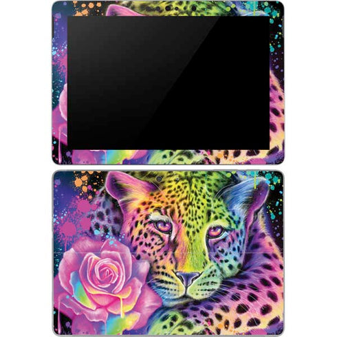 Neon Rainbow Cheetah with Rose by Sheena Pike Surface Go Skin