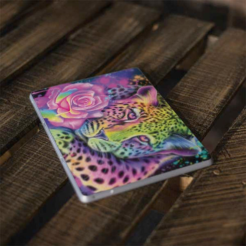 Neon Rainbow Cheetah with Rose by Sheena Pike Surface Go Skin