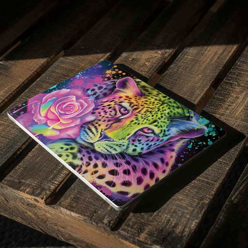 Neon Rainbow Cheetah with Rose by Sheena Pike Surface Laptop 3 13.5in Skin