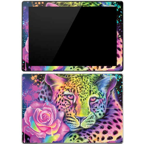 Neon Rainbow Cheetah with Rose by Sheena Pike Surface Pro 3 Skin