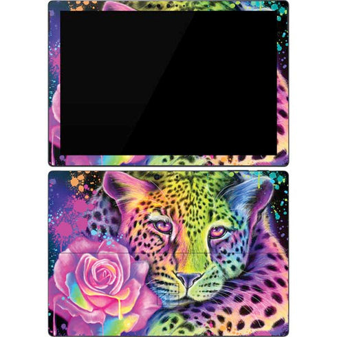Neon Rainbow Cheetah with Rose by Sheena Pike Surface Pro 7 Skin