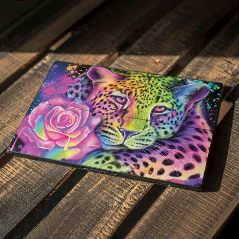 Neon Rainbow Cheetah with Rose by Sheena Pike Surface Pro 7 Skin