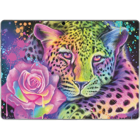 Neon Rainbow Cheetah with Rose by Sheena Pike Surface Pro 9 Skin