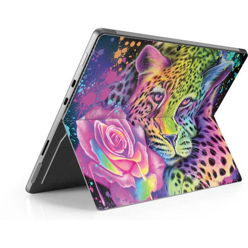 Neon Rainbow Cheetah with Rose by Sheena Pike Surface Pro 9 Skin