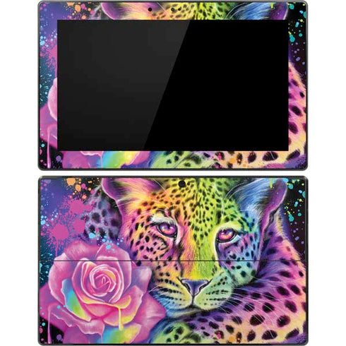 Neon Rainbow Cheetah with Rose by Sheena Pike Surface Pro Tablet Skin