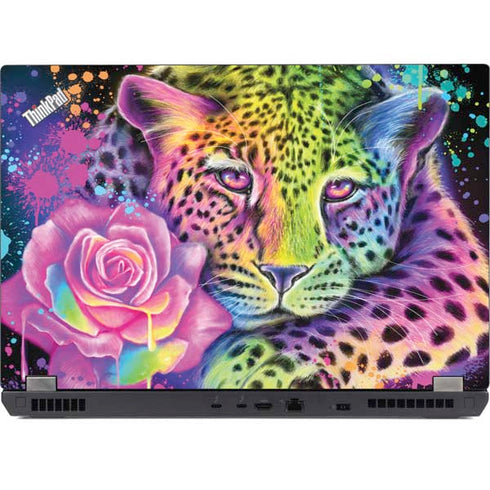 Neon Rainbow Cheetah with Rose by Sheena Pike Lenovo ThinkPad Skin