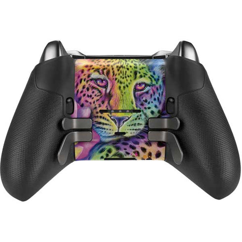 Neon Rainbow Cheetah with Rose by Sheena Pike Xbox Elite Wireless Controller Series 2 Skin