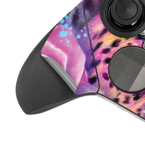 Neon Rainbow Cheetah with Rose by Sheena Pike Xbox Elite Wireless Controller Series 2 Skin