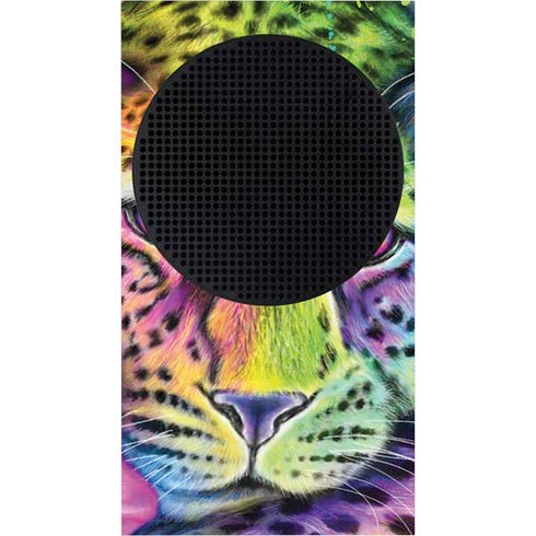 Neon Rainbow Cheetah with Rose by Sheena Pike Xbox Series S Console Skin