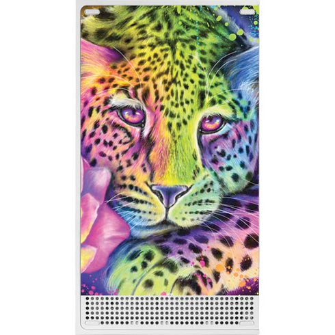 Neon Rainbow Cheetah with Rose by Sheena Pike Xbox Series S Console Skin