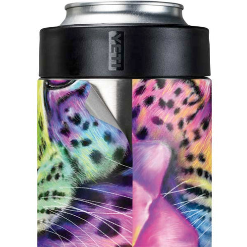 Neon Rainbow Cheetah with Rose by Sheena Pike Yeti Colster Can Insulator Skin