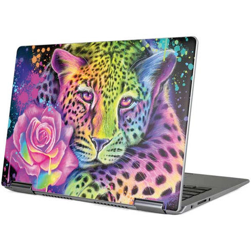 Neon Rainbow Cheetah with Rose by Sheena Pike Yoga 710 14in Skin
