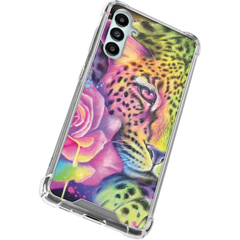 Neon Rainbow Cheetah with Rose by Sheena Pike Galaxy A15 5G Clear Case