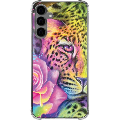 Neon Rainbow Cheetah with Rose by Sheena Pike Galaxy S24 Plus Clear Case