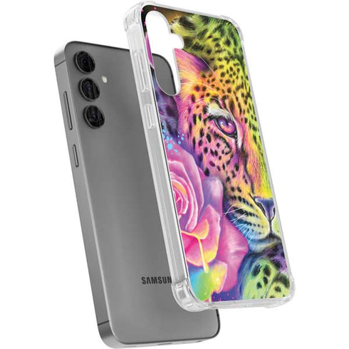 Neon Rainbow Cheetah with Rose by Sheena Pike Galaxy S24 Plus Clear Case