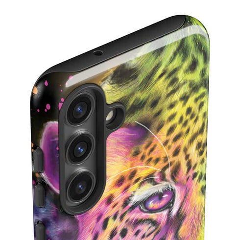Neon Rainbow Cheetah with Rose by Sheena Pike Galaxy S24 Plus Impact Case