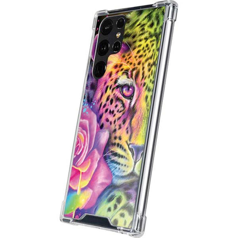 Neon Rainbow Cheetah with Rose by Sheena Pike Galaxy S24 Ultra Clear Case