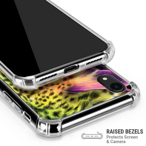 Neon Rainbow Cheetah with Rose by Sheena Pike iPhone XR Clear Case
