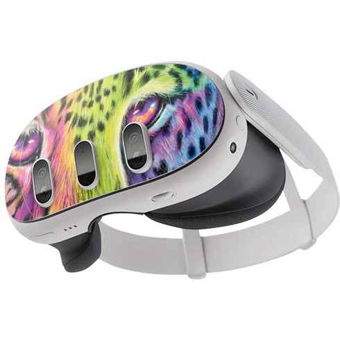 Neon Rainbow Cheetah with Rose by Sheena Pike Meta Quest 3 Skin