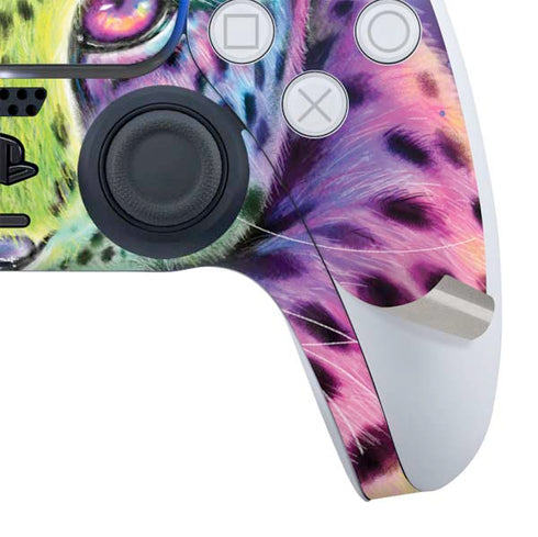 Neon Rainbow Cheetah with Rose by Sheena Pike PS5 Slim Digital Edition Bundle Skin