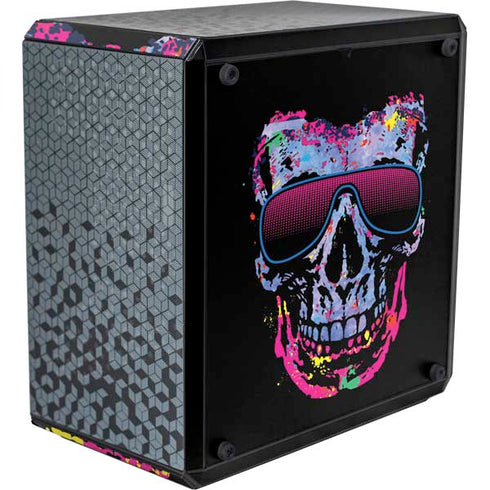 Liquid Blue Neon Skull with Glasses Cooler Master MasterBox Q300L Mini Tower Skin