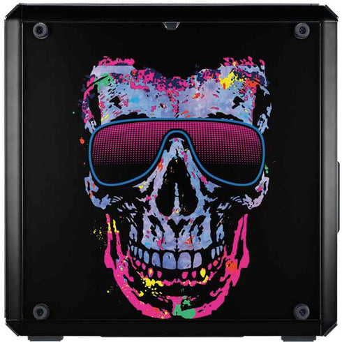 Liquid Blue Neon Skull with Glasses Cooler Master MasterBox Q300L Mini Tower Skin