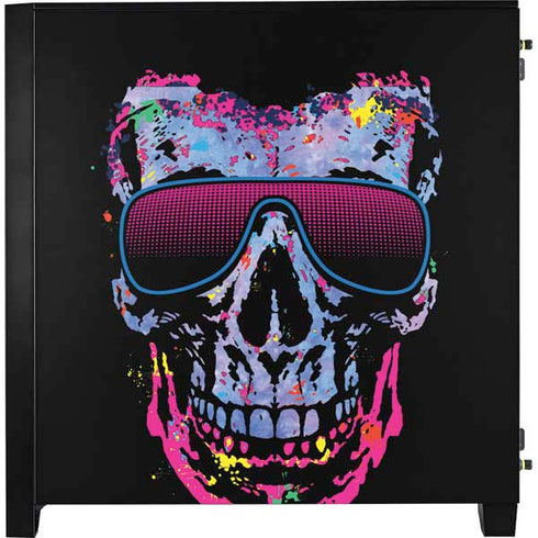 Liquid Blue Neon Skull with Glasses Corsair 4000D Tempered Glass Mid-Tower ATX Case Skin
