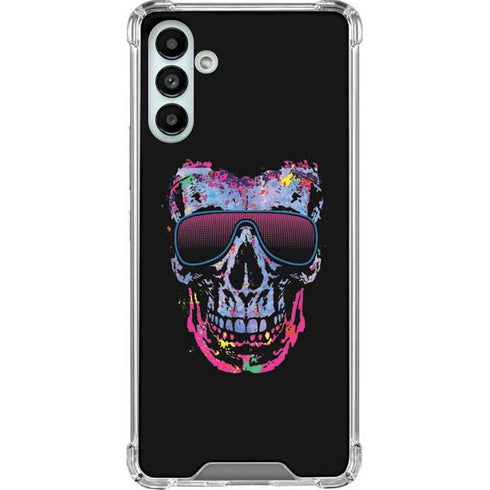 Liquid Blue Neon Skull with Glasses Galaxy A13 5G Clear Case