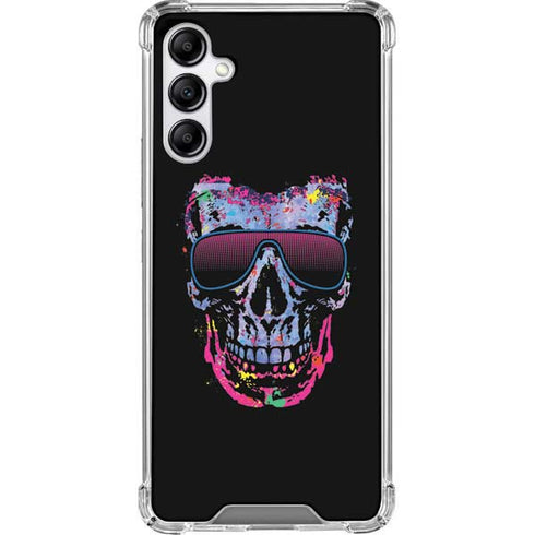 Liquid Blue Neon Skull with Glasses Galaxy A14 5G Clear Case