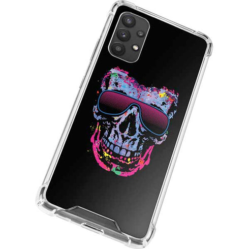Liquid Blue Neon Skull with Glasses Galaxy A32 5G Clear Case