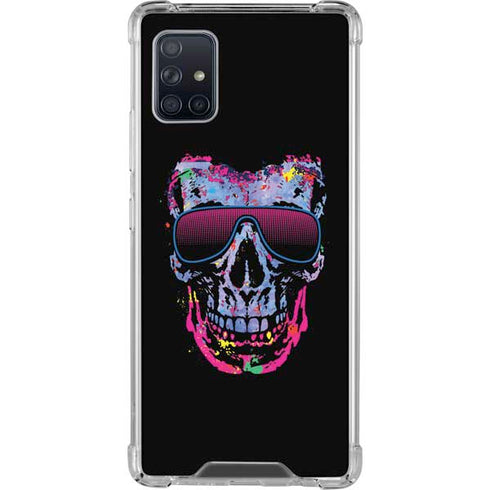Liquid Blue Neon Skull with Glasses Galaxy A51 5G Clear Case