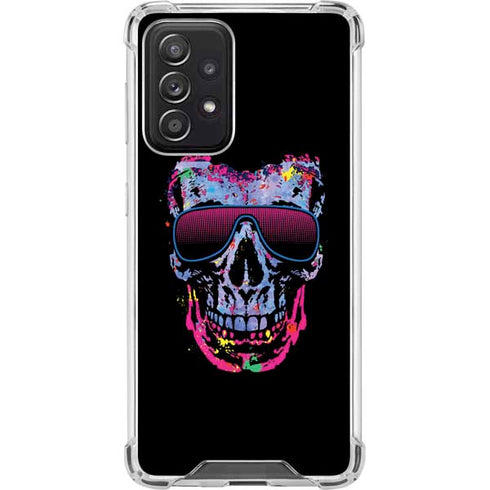 Liquid Blue Neon Skull with Glasses Galaxy A52 5G Clear Case