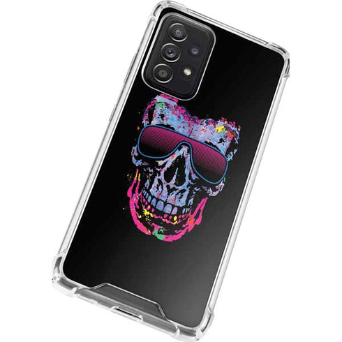 Liquid Blue Neon Skull with Glasses Galaxy A52 5G Clear Case