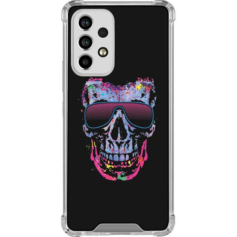 Liquid Blue Neon Skull with Glasses Galaxy A53 5G Clear Case