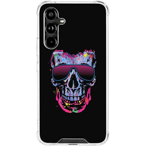 Liquid Blue Neon Skull with Glasses Galaxy A54 5G Clear Case