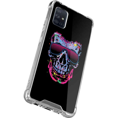 Liquid Blue Neon Skull with Glasses Galaxy A71 5G Clear Case