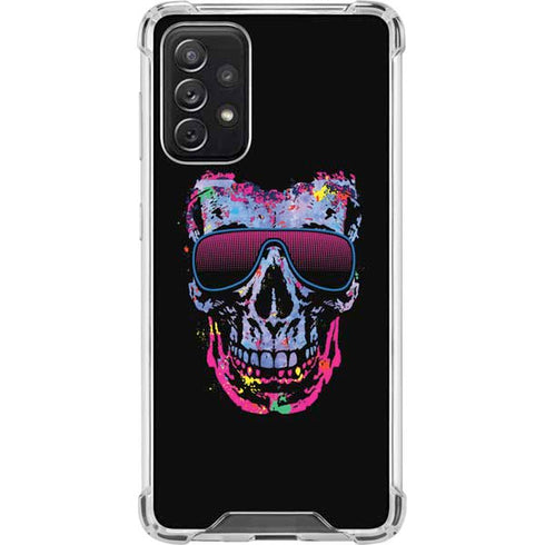 Liquid Blue Neon Skull with Glasses Galaxy A72 5G Clear Case