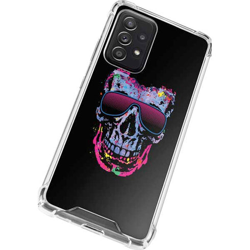 Liquid Blue Neon Skull with Glasses Galaxy A72 5G Clear Case