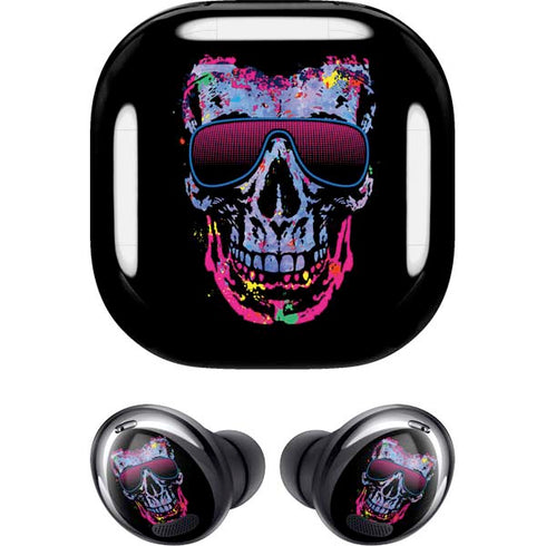 Liquid Blue Neon Skull with Glasses Galaxy Buds Pro Skin