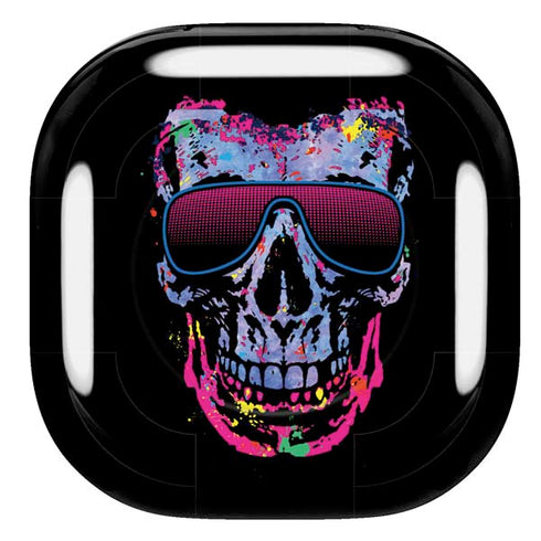 Liquid Blue Neon Skull with Glasses Galaxy Buds Pro Skin