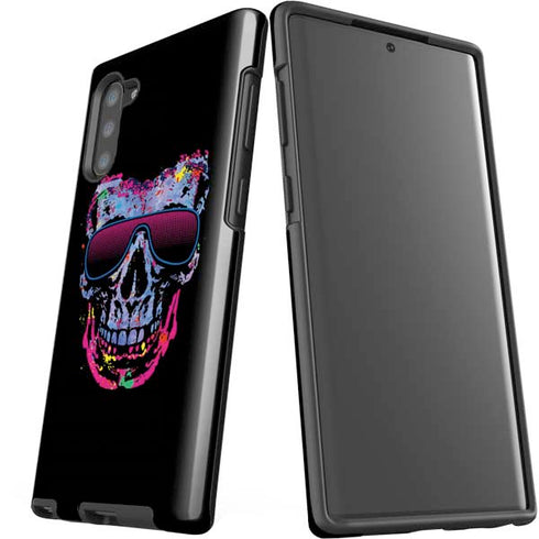 Liquid Blue Neon Skull with Glasses Galaxy Note 10 Pro Case